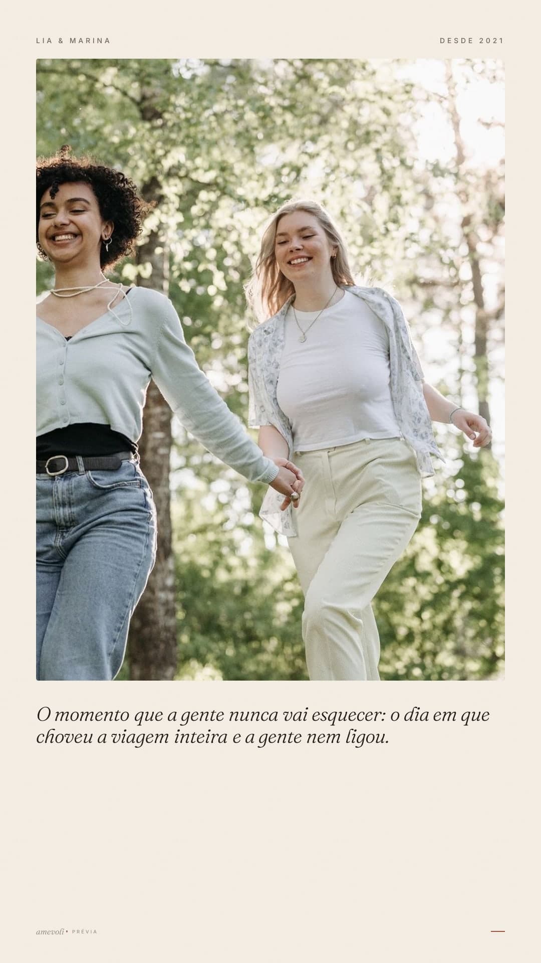 Exemplo feito com fotos licenciadas, não com fotos de clientes. · Filme curto