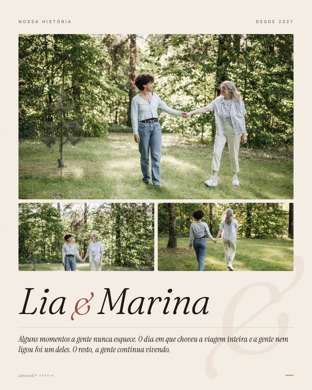 Exemplo feito com fotos licenciadas, não com fotos de clientes.